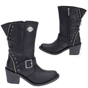 Harley Davidson Rosanne Motorcycle Boots Studded Black Leather Women Size 10